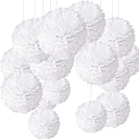 24 piezas Pompon de papel de seda- bolas de papel en forma de flor para fiestas de cumpleanos- bodas- baby shower…